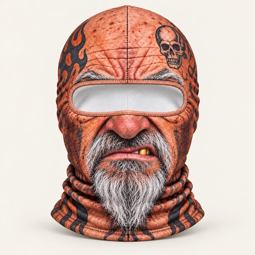 Bald & Dangerous face-print balaclava by Origo