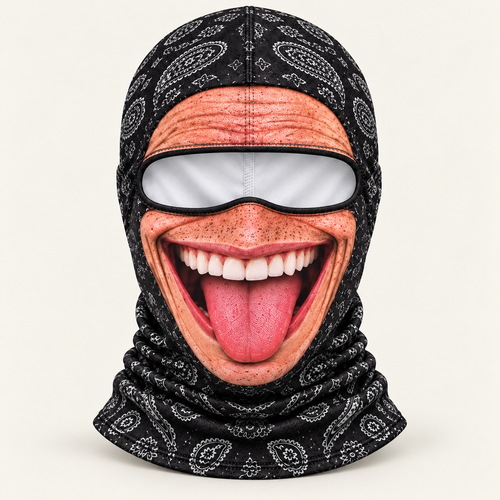 Lick & Send face-print balaclava by Origo